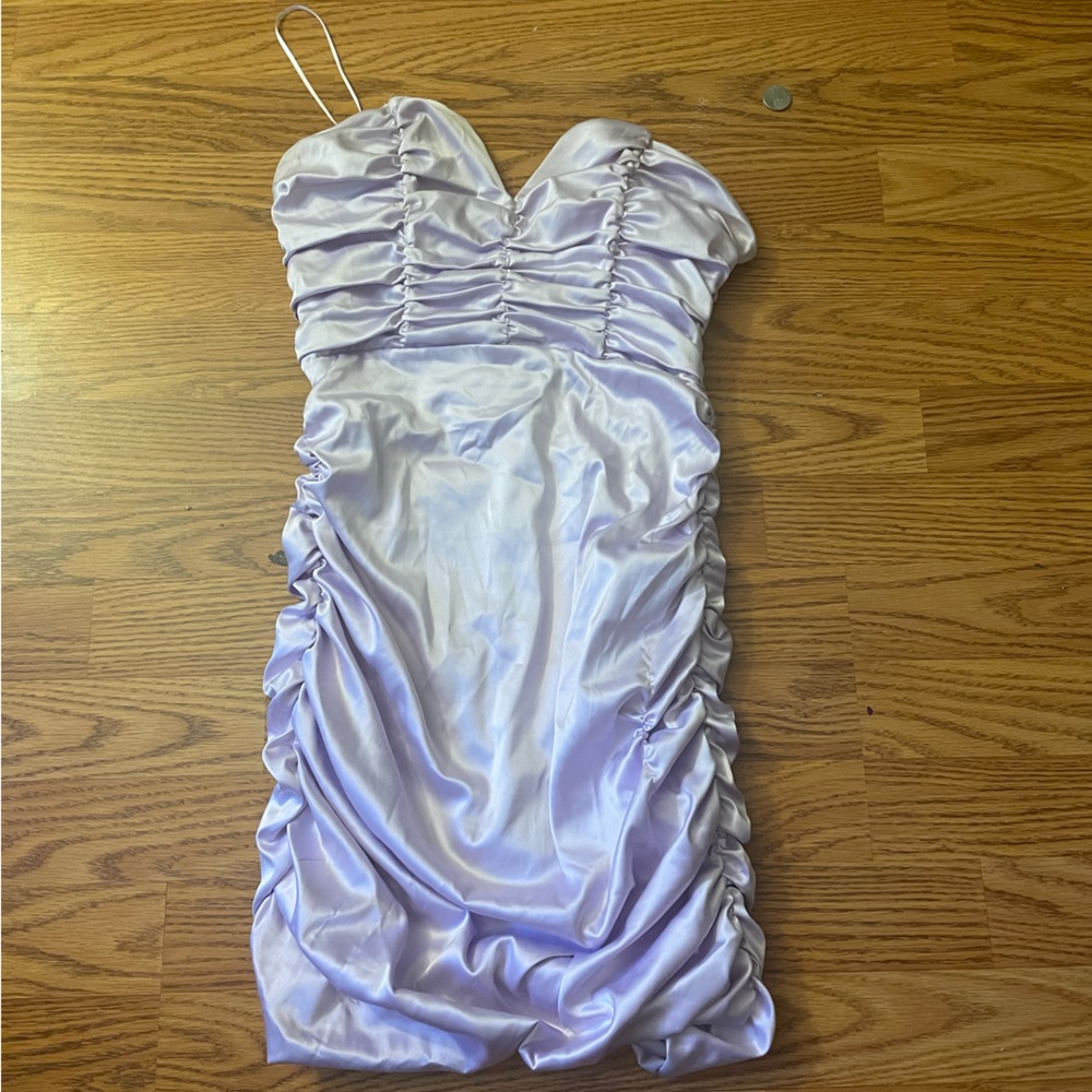 purple strapless dress from garage!